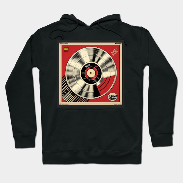 Record Store Merch Vinyl Record Platinum Red Hoodie by musicgeniusart